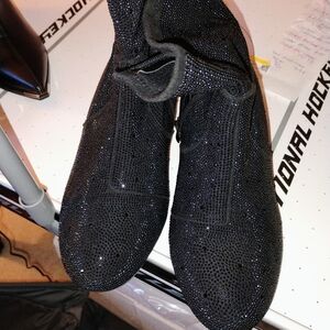 Chic Black Rhinestone  Heeled Boots